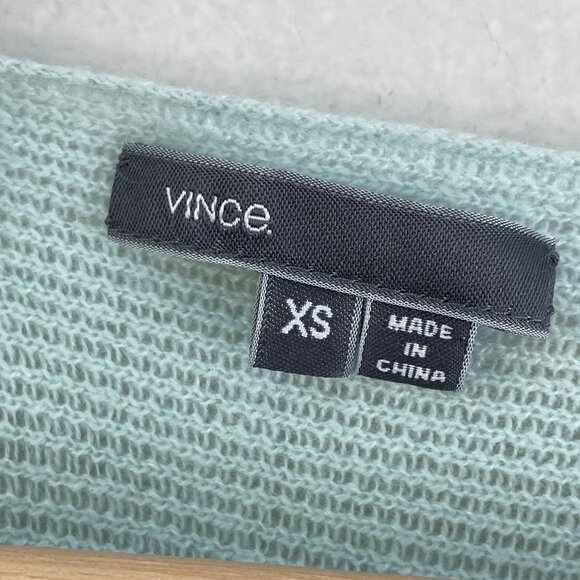 Vince Womens XS Mint Green 100% Cashmere Ribbed Crew Neck Sweater Dolman Sleeve - Picture 4 of 10